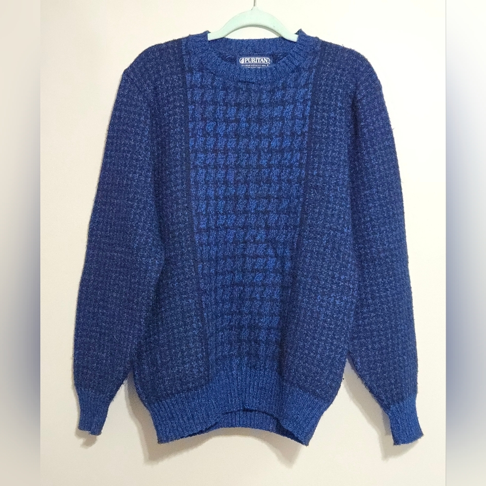 Puritan Vintage Wool Blend Houndstooth Sweater - Size L - Grandpacore